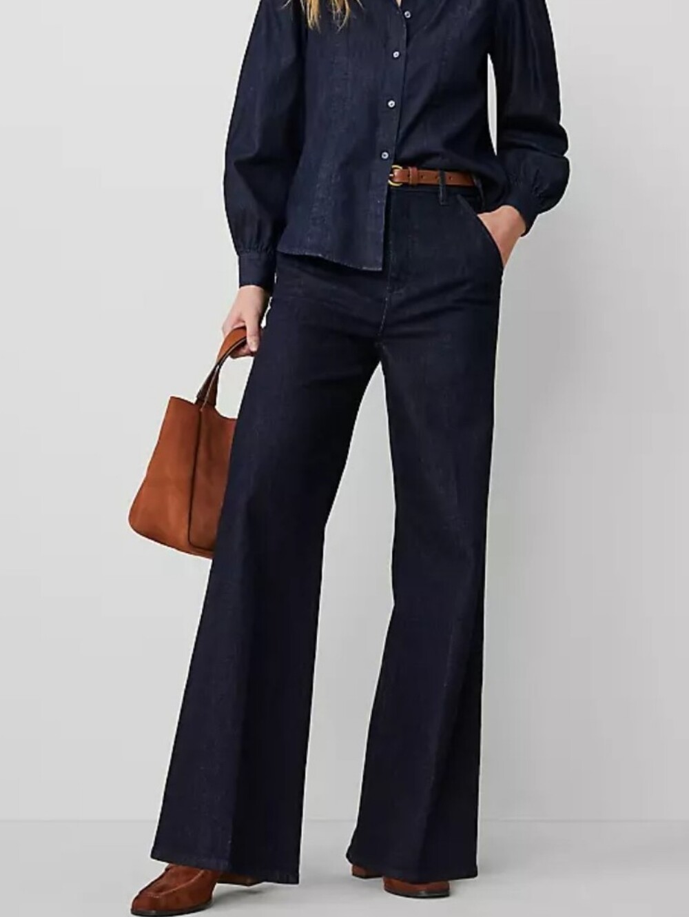 Ann Taylor Dark Navy Wide Leg Trousers